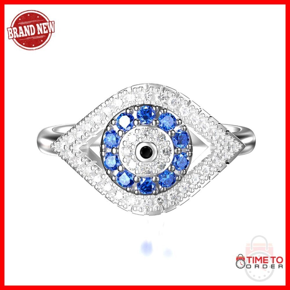 Sterling Silver Evil Eye Signet Ring Size 3-12 Protection Talisman Gift